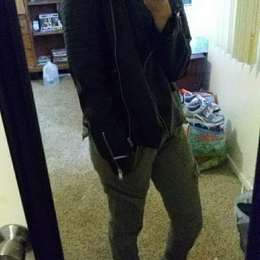 A faux leather jacket